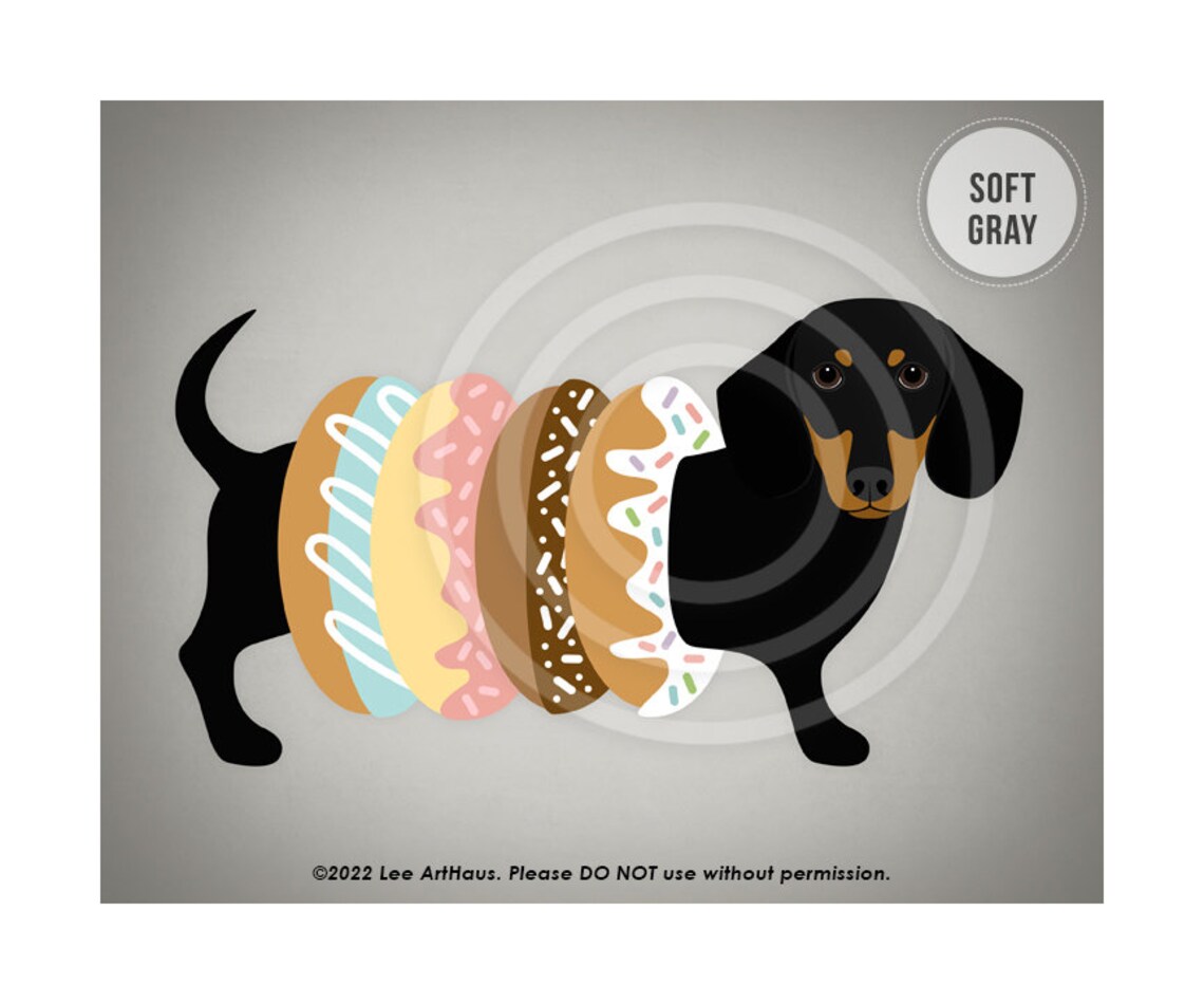 Dachshund Donut Costume Dessert Rings Pink Sweet Funny Dog Poster - Image 3