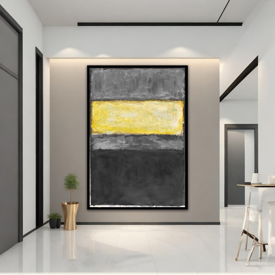 Rothko Style Yellow Grey Color Field Abstract Wall Art Poster - Image 2