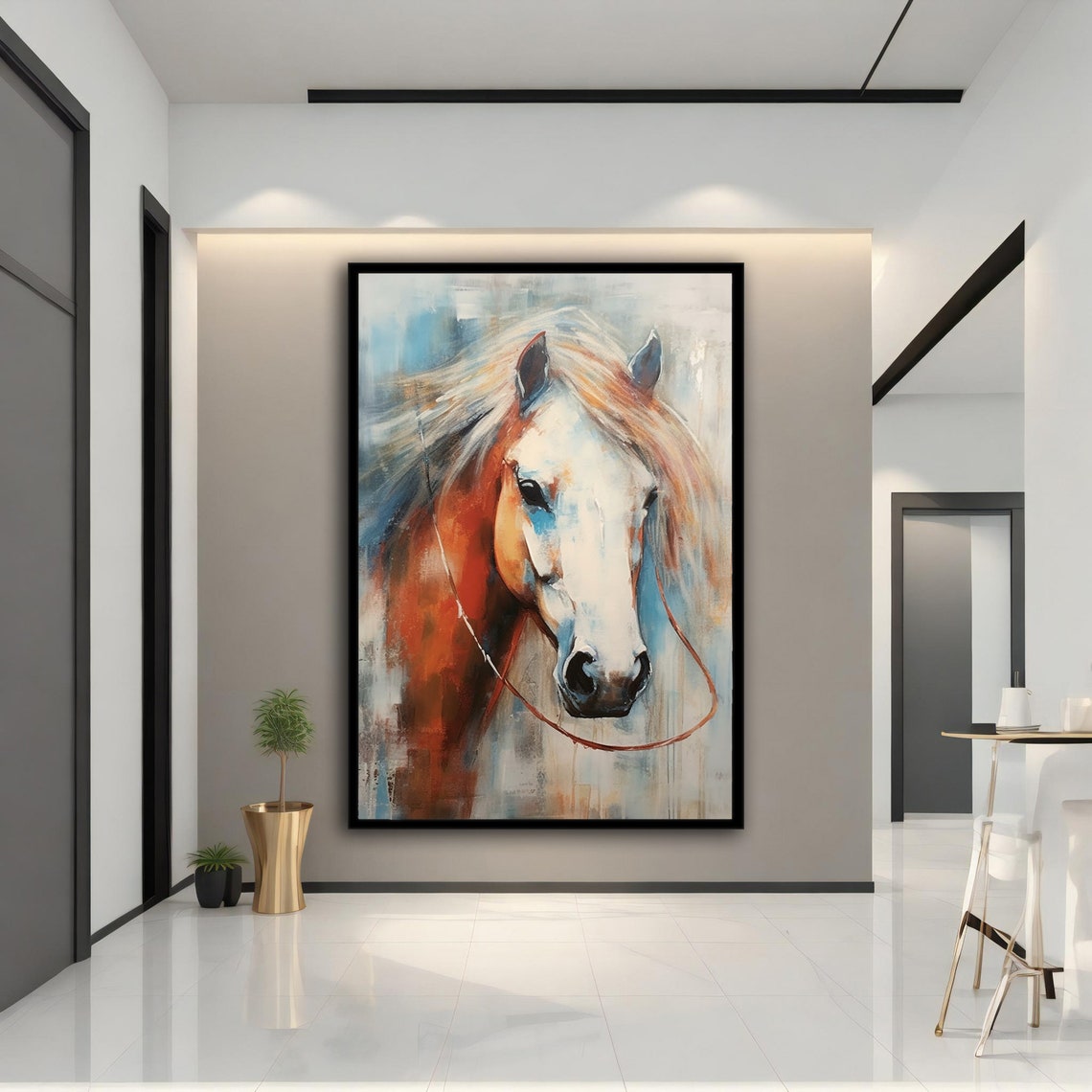 Chestnut Horse Portrait Painterly Equine Head Wall Art Poster - Image 4