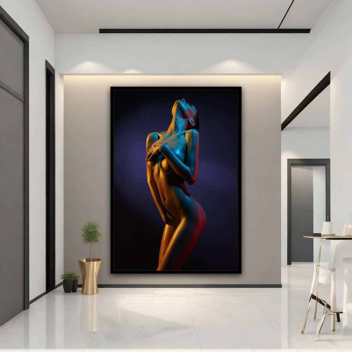 Neon Lit Female Figure Bodypaint Art Photography Print Poster - Image 5