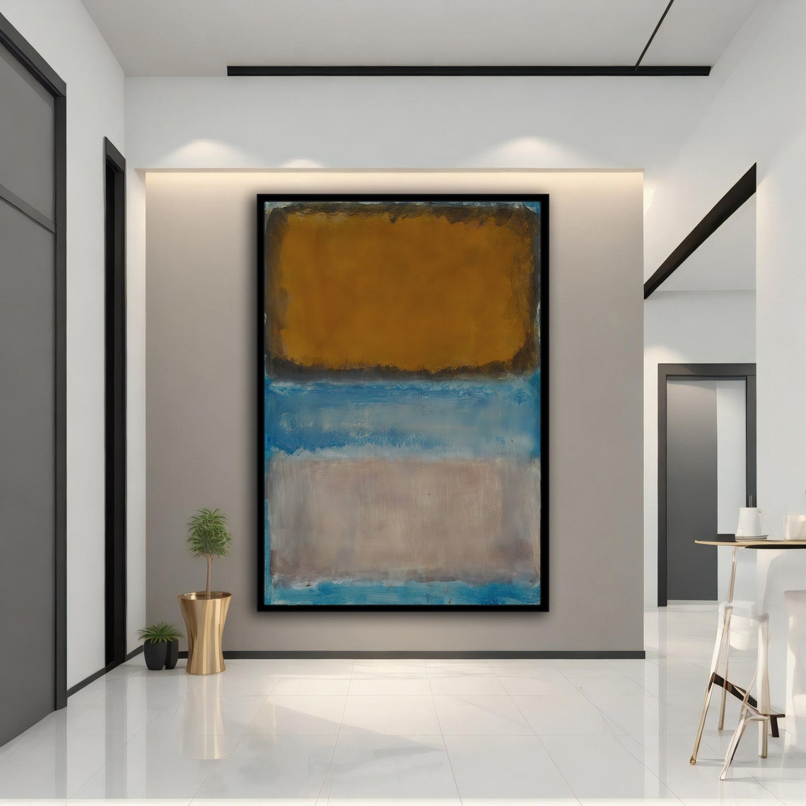 Rothko Style Ochre Blue Color Field Abstract Wall Art Poster - Image 4
