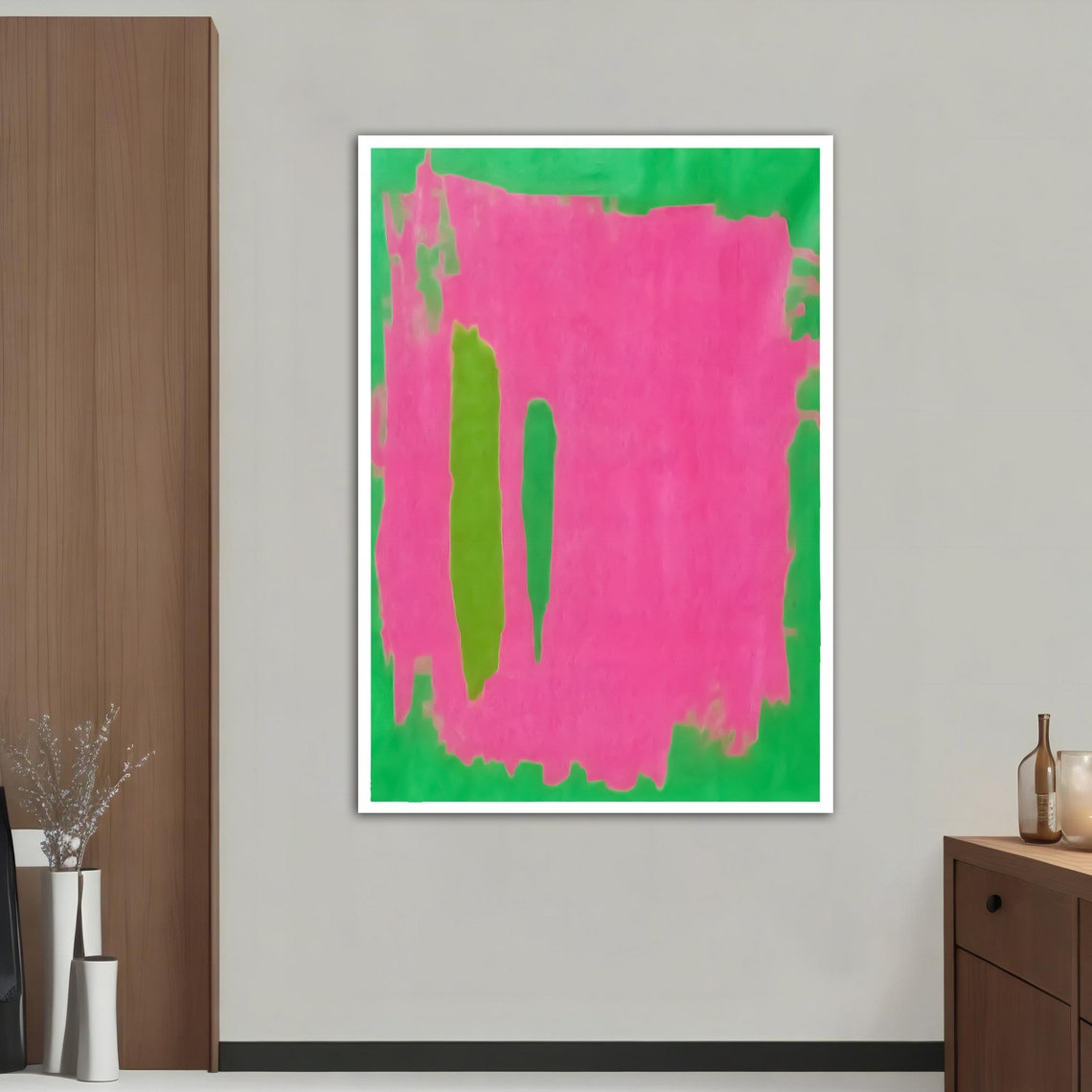 Rothko Style Pink Green Color Field Abstract Modern Canvas Art Poster - Image 3