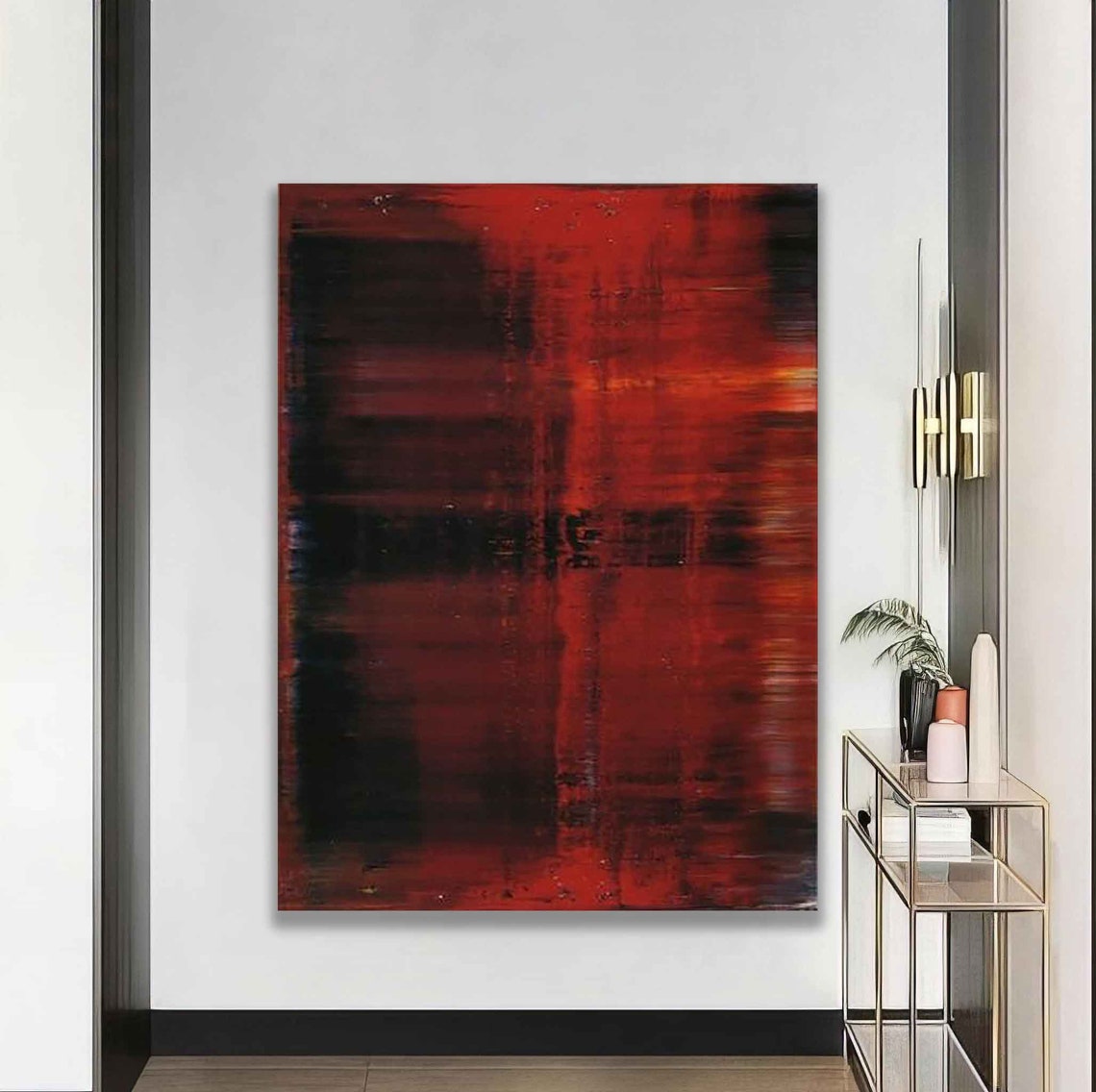 Crimson Red Black Abstract Expressionist Modern Wall Art Poster - Image 4
