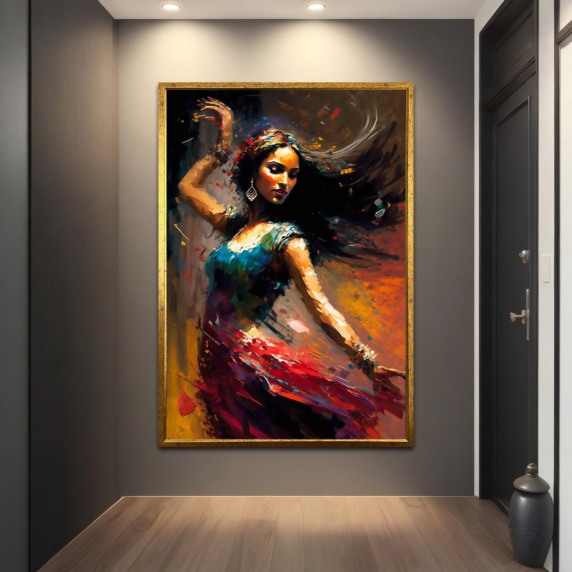 Flamenco Dancer Red Skirt Swirling Hair Expressive Dance Art Print - Image 5