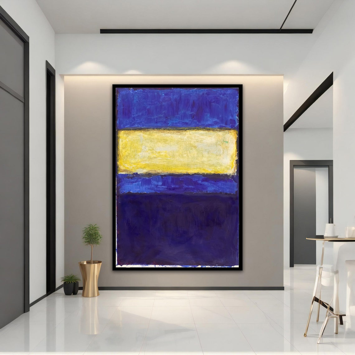 Rothko Style Yellow Deep Blue Color Field Abstract Wall Art Print
