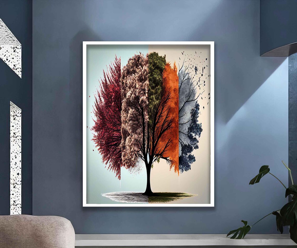 Four Season Tree, Modern Tree Art - Image 3