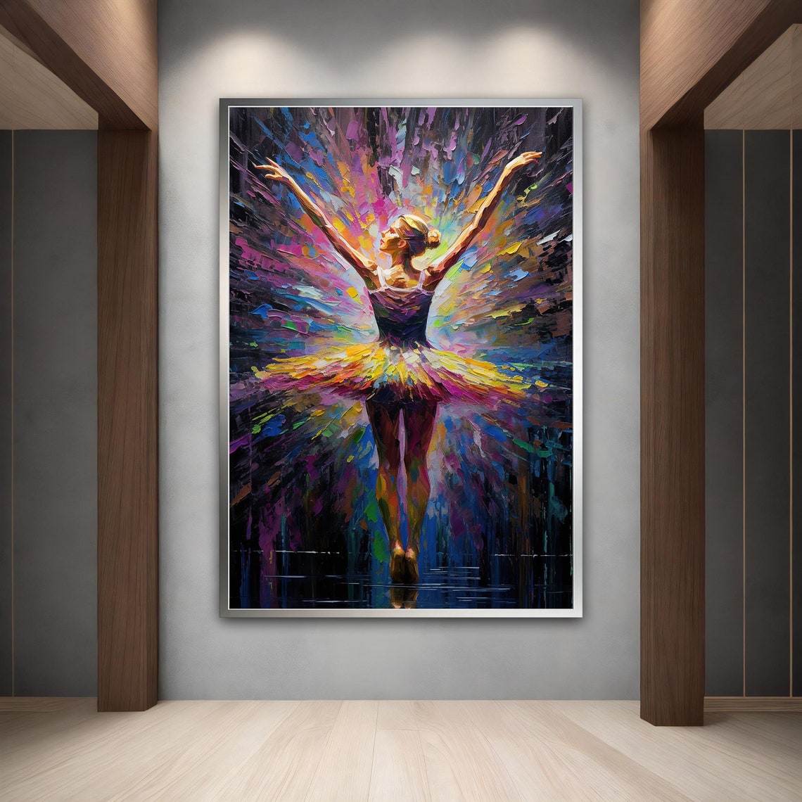 Ballerina Arms Raised Colorful Impasto Dance Painting Wall Art Print - Image 3