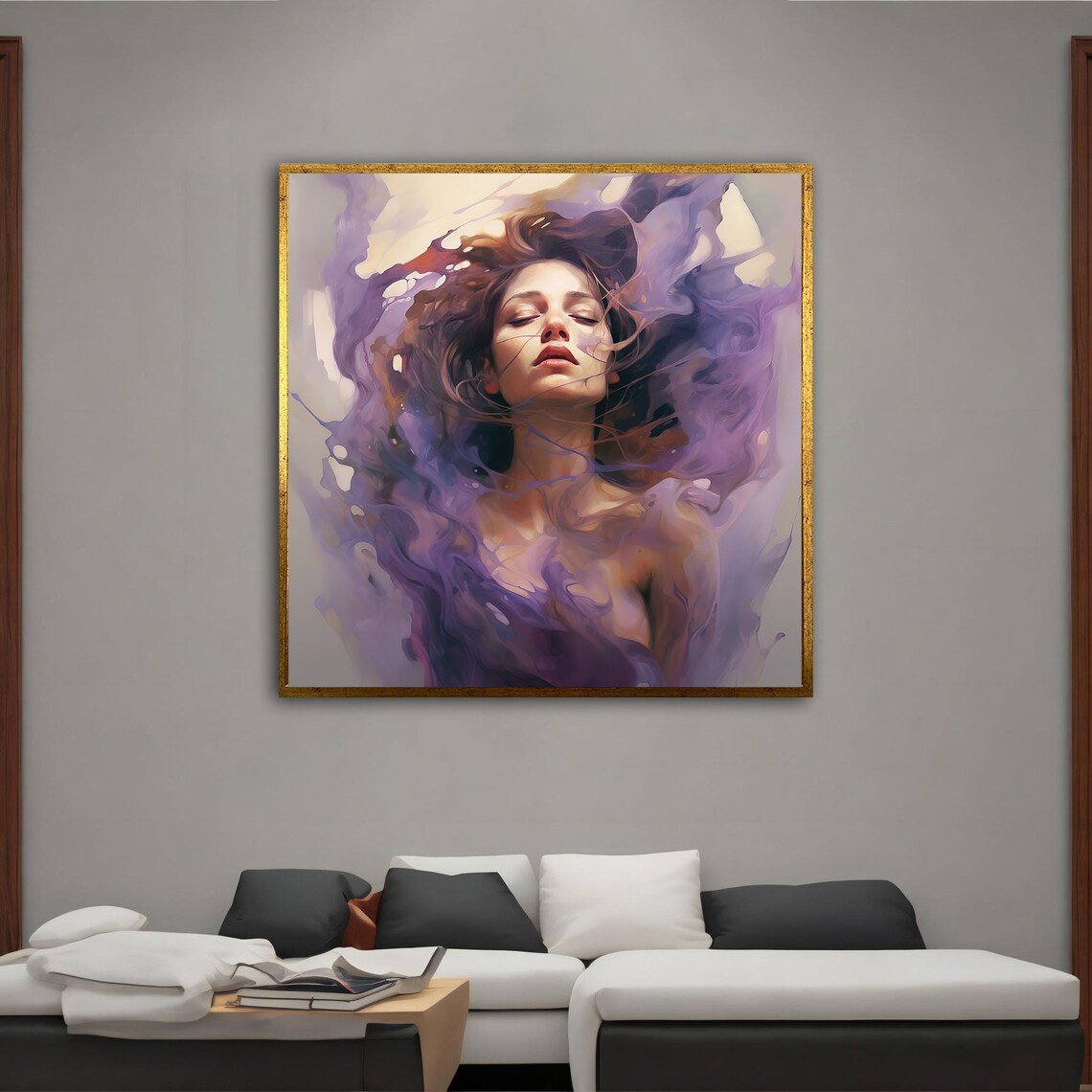 Ethereal Woman With Flowing Lavender Hair Eyes Closed Art Poster - Image 5