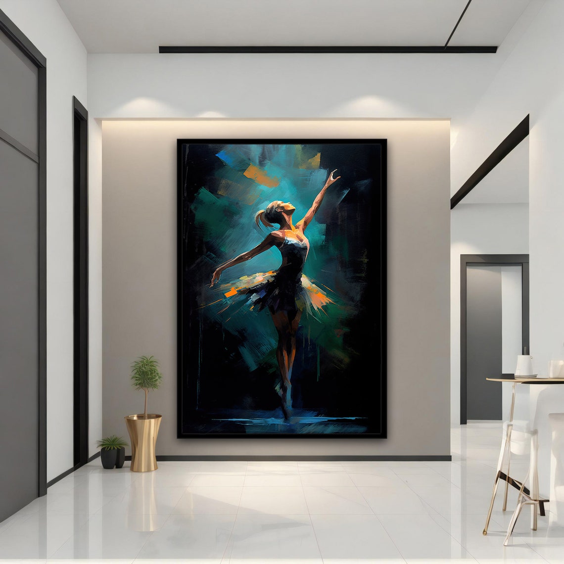 Ballerina En Pointe Teal Blue Night Dramatic Ballet Art Print - Image 5