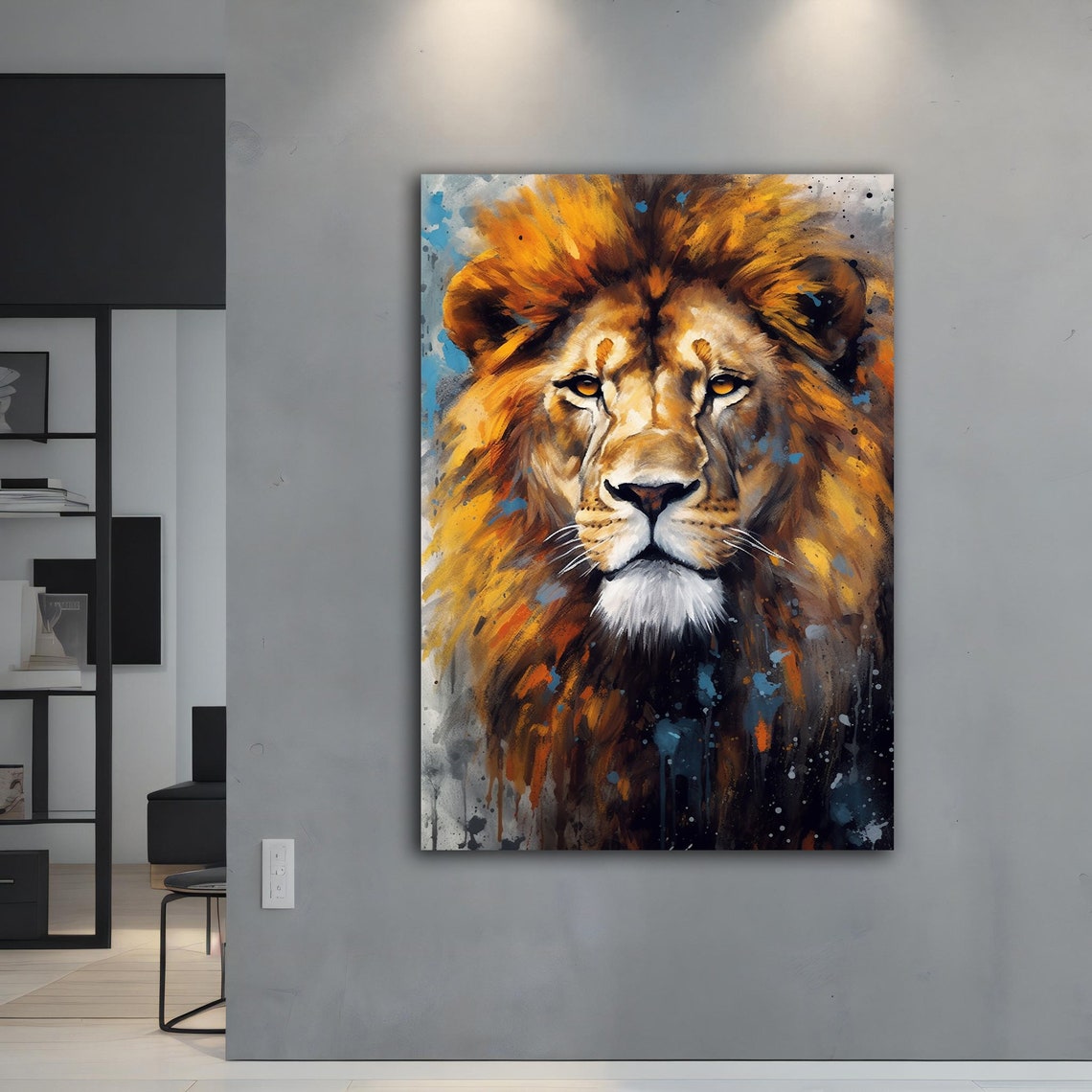 Colorful Lion Head Portrait Abstract Painted Wildlife Wall Art Poster - Image 4