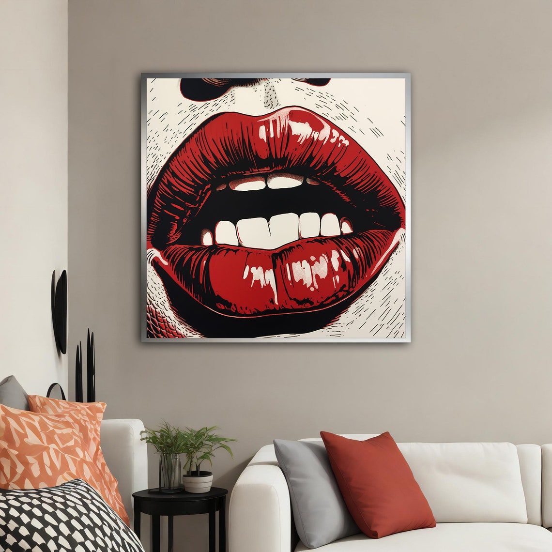 Red Lips Graffiti Pop Art Poster - Image 3