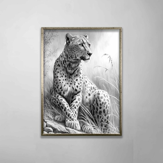 Black And White Leopard Poster Print