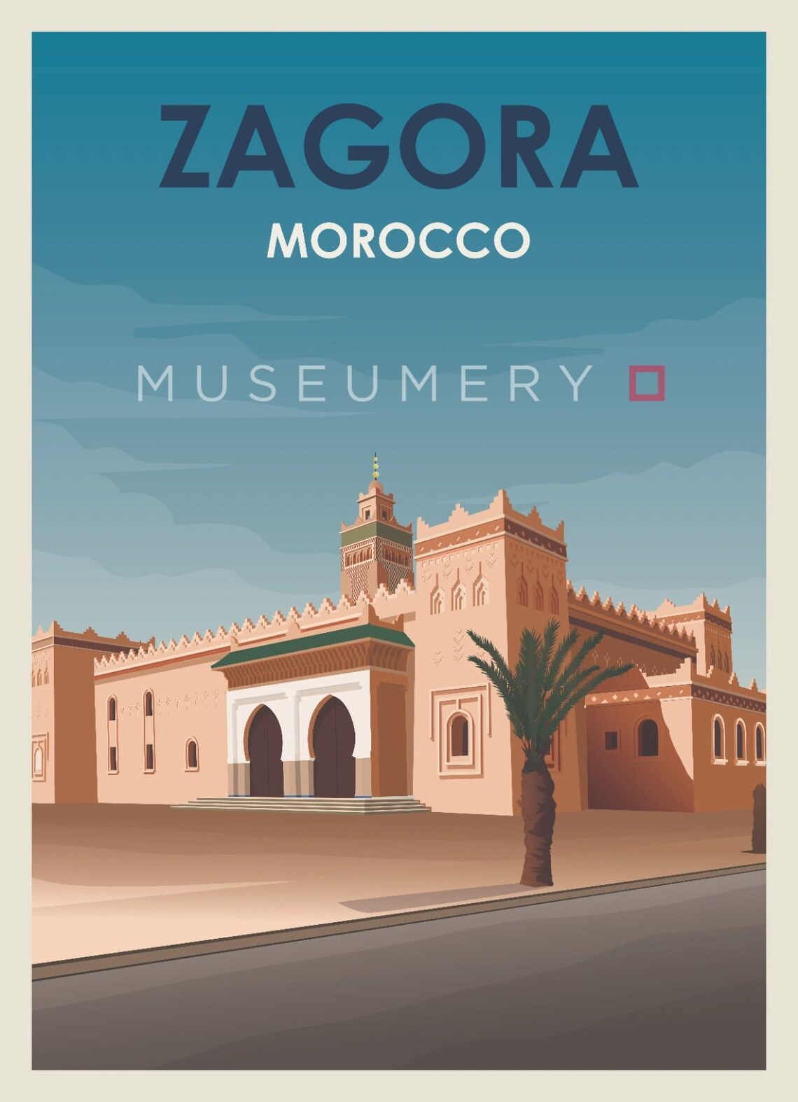 Zagora Morocco Vintage Travel Poster Kasbah Square City Hall - Image 2