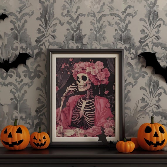 Halloween Vintage Wall Art Dark Academia Decoration Print Retro Decor Trendy Apartment Moody Poster Instant