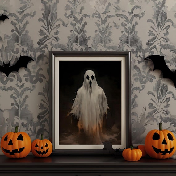 Halloween Ghost Vintage Wall Art Dark Academia Decoration Print Retro Decor Trendy Apartment Moody Poster Instant