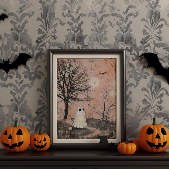 Halloween Vintage Wall Art Dark Academia Decoration Print Retro Decor Trendy Apartment Moody Poster Instant