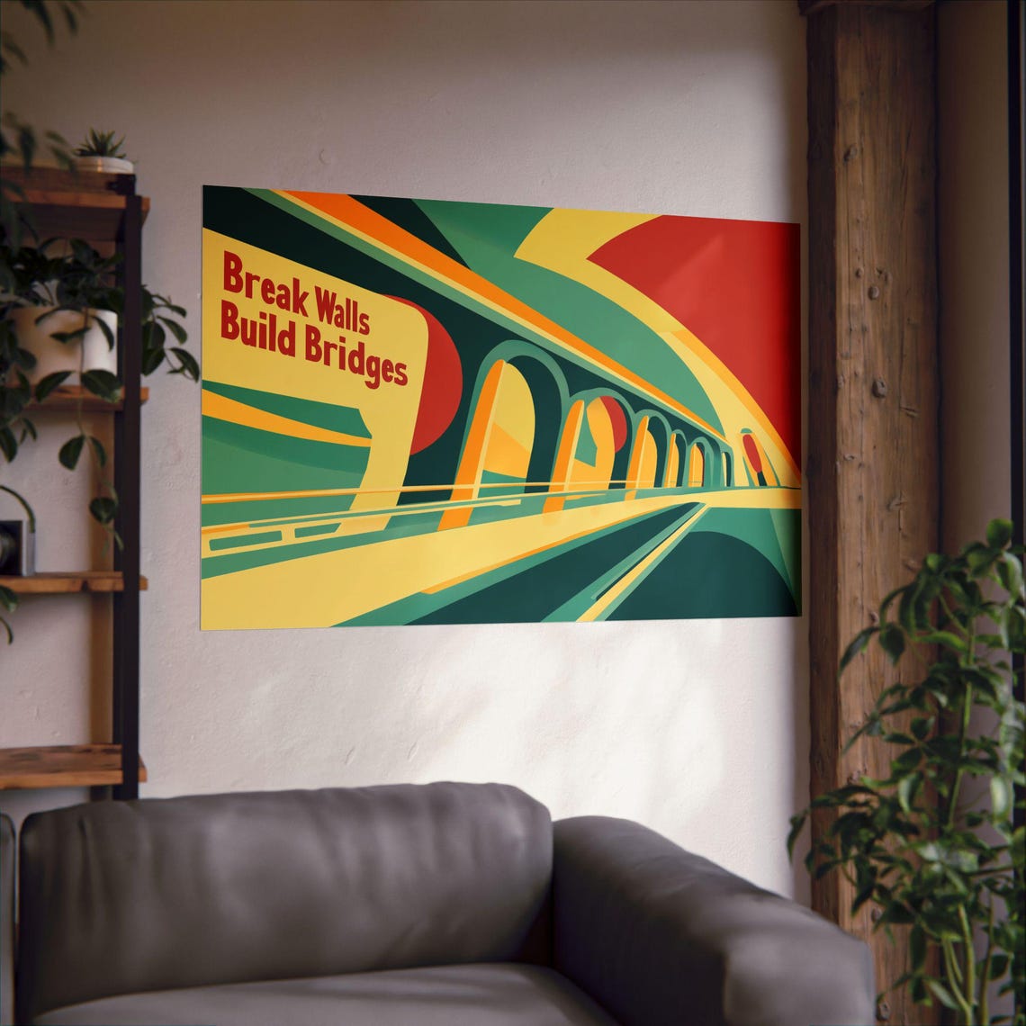 Break Walls Build Bridges Modernist Arches Bold Abstract Poster - Image 2