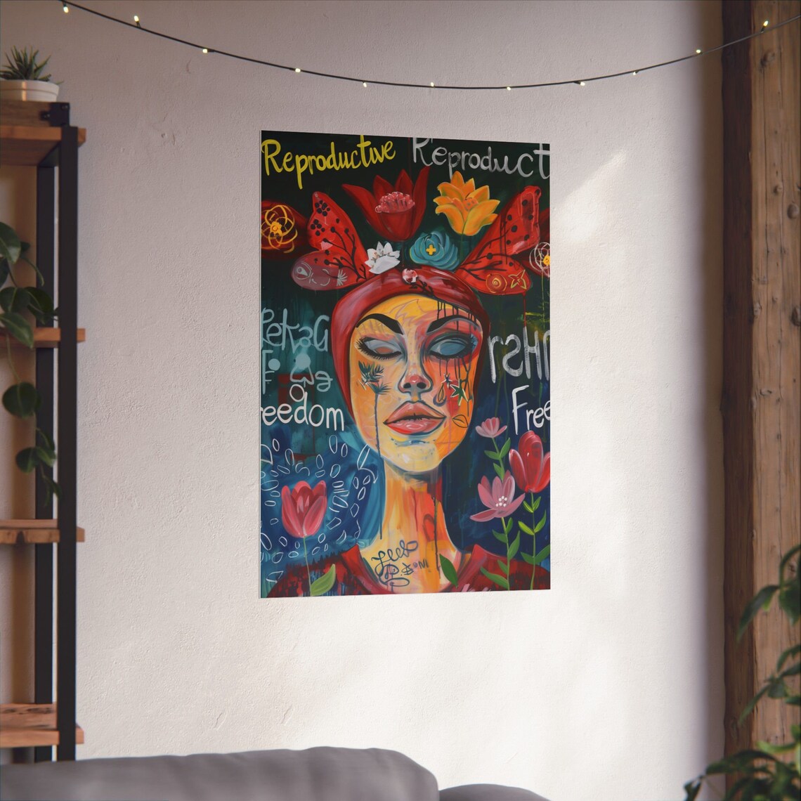 Reproductive Freedom Floral Woman Portrait Feminist Statement Poster - Image 3