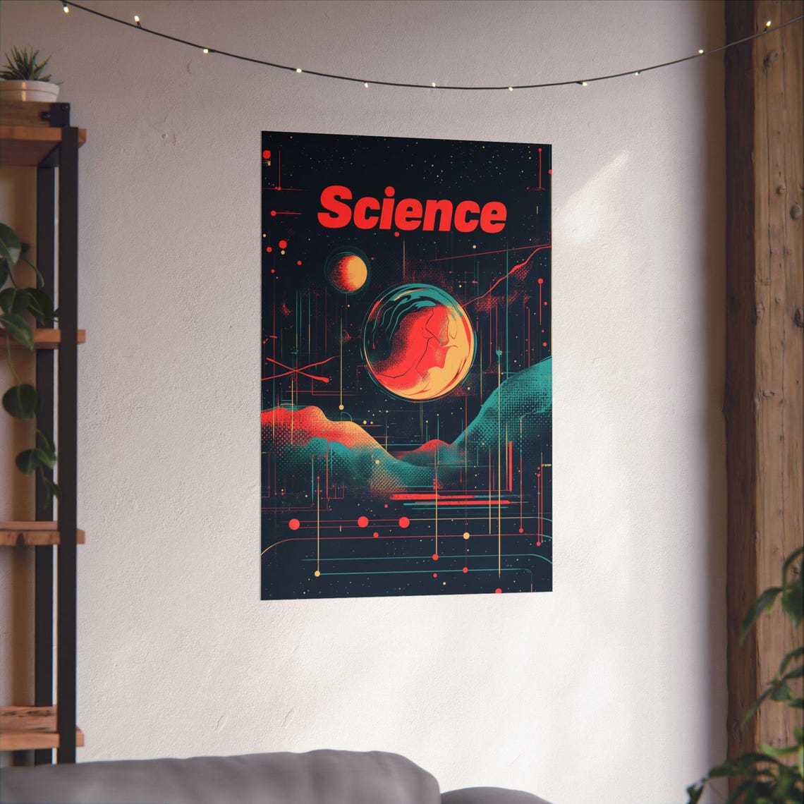 Science Retro Space Planets Mid Century Starry Cosmic Poster - Image 3