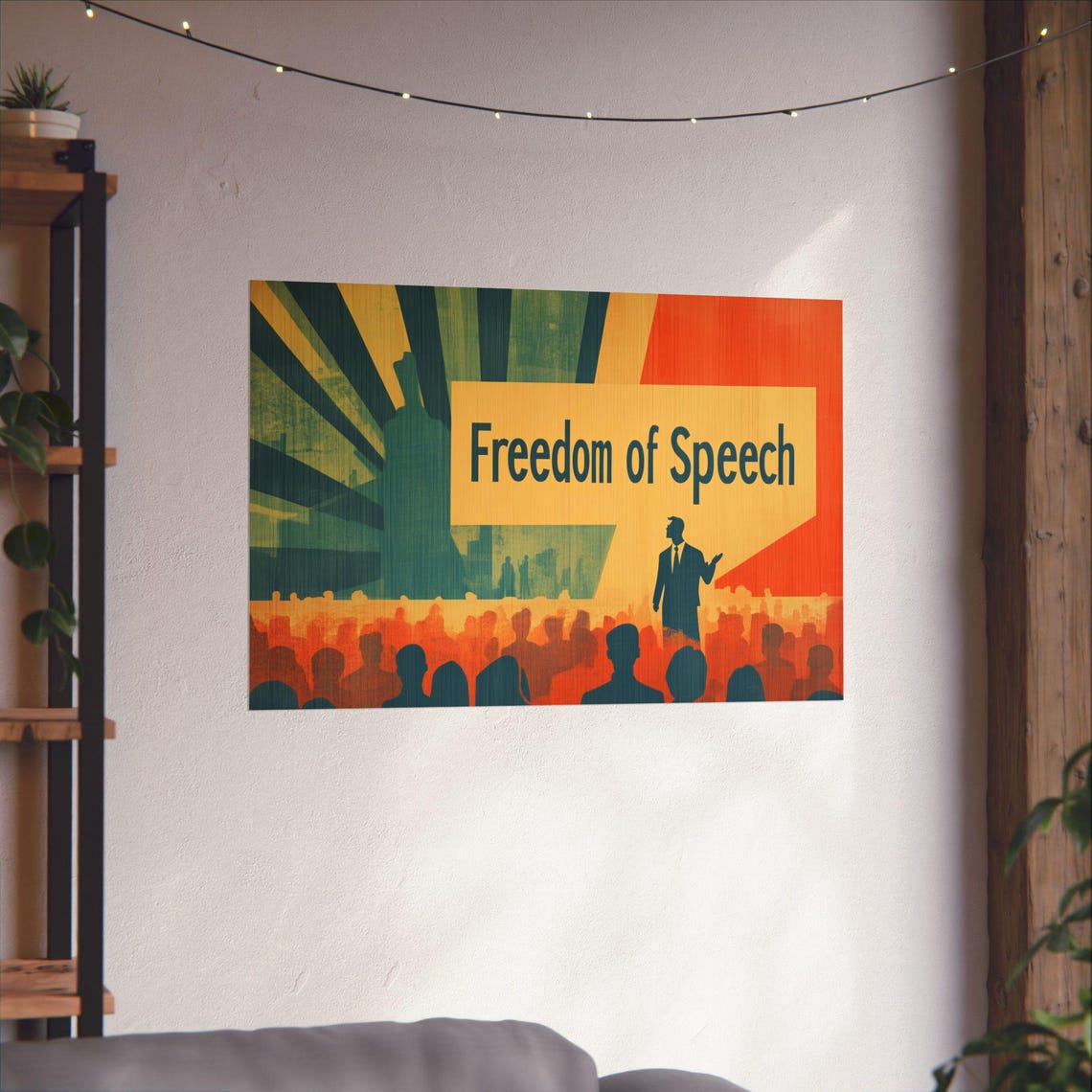 Freedom of Speech Speaker Podium Crowd Bold Retro Civic Poster - Image 3