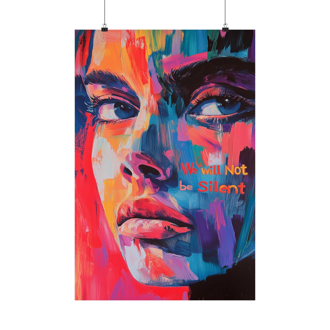 We Will Not Be Silent Colorful Abstract Face Protest Art Poster
