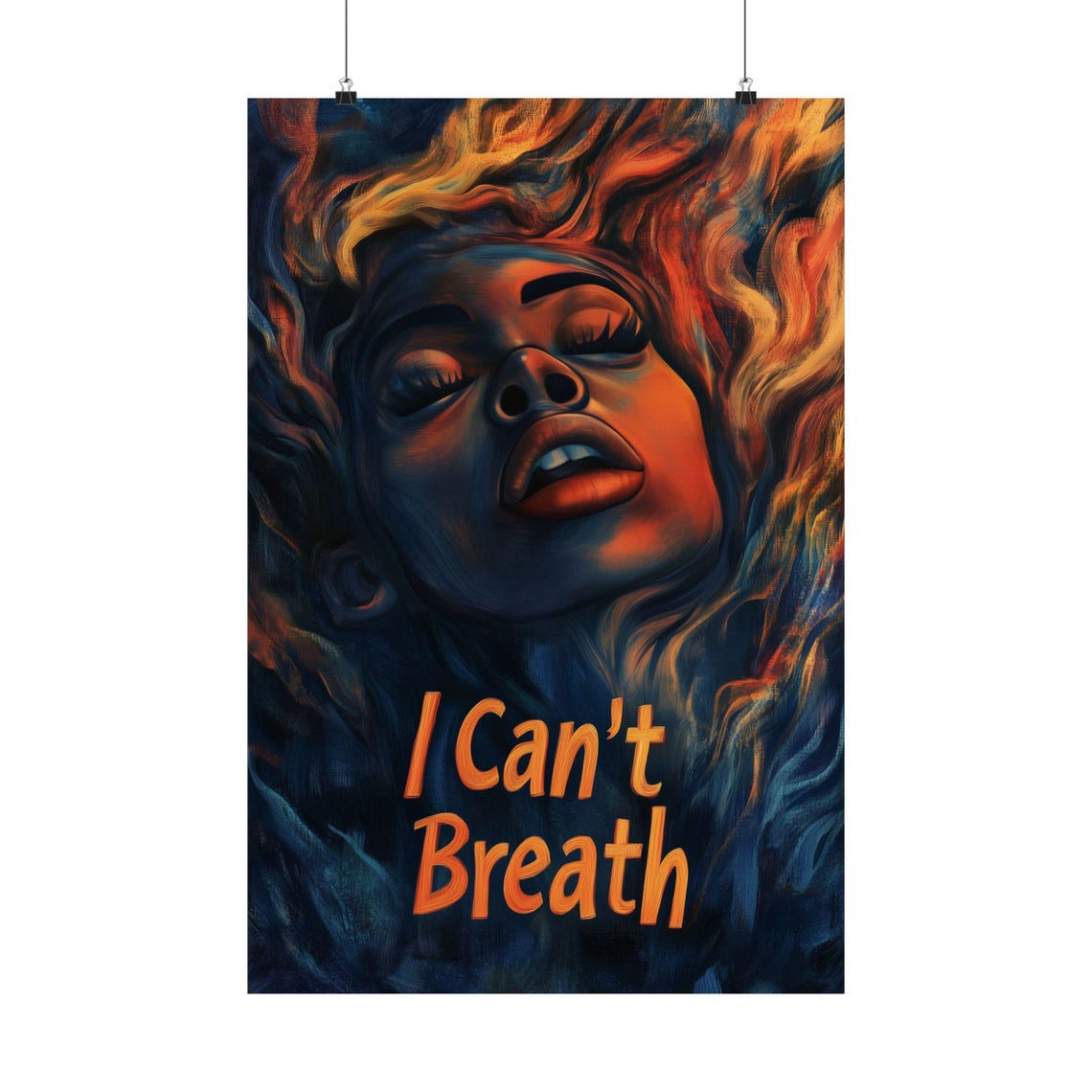 I Cant Breath Fiery Woman Portrait Bold Activism Statement Art Poster