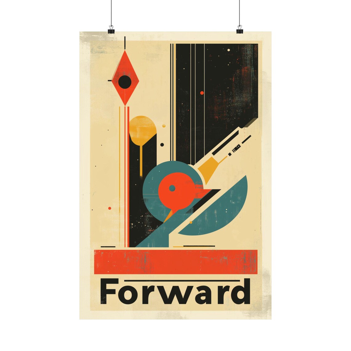Forward Retro Abstract Art Print, Office And Dorm