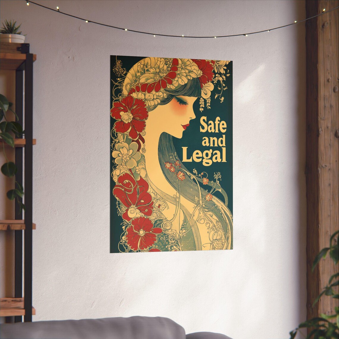 Safe and Legal Flower Woman Vintage Feminist Empowerment Poster - Image 3