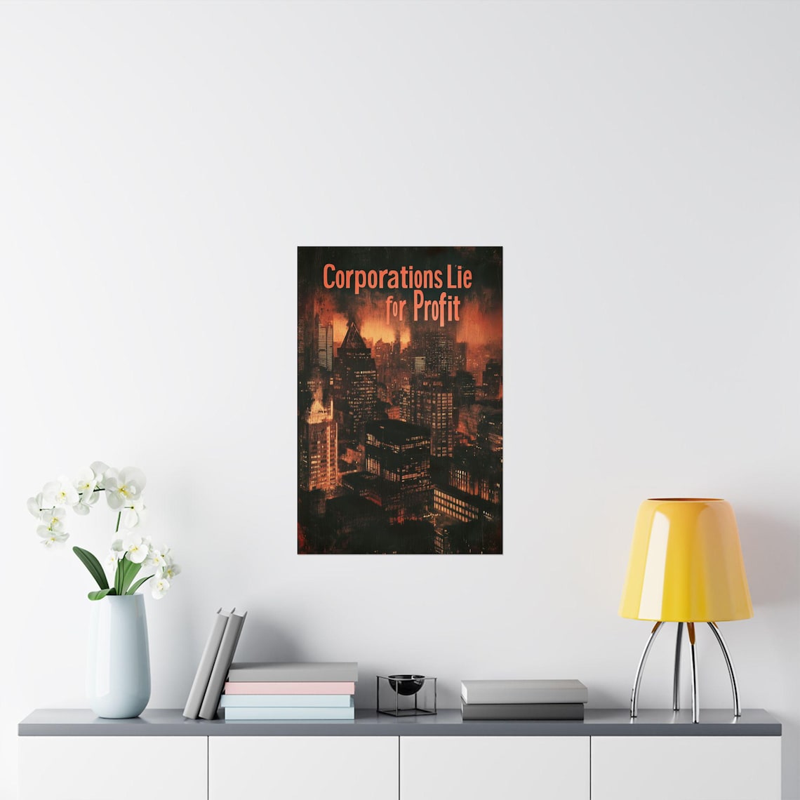 Corporations Lie for Profit Protest Political Statement Art Poster - Image 2