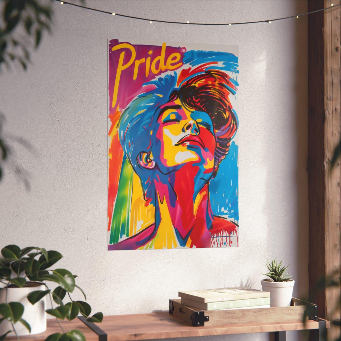 Pride Color Explosion Pop Art Face Rainbow Brushstrokes Poster - Image 4