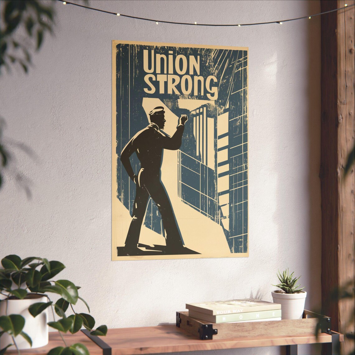 Union Strong Vintage Labor Worker Raised Fist Statement Poster - Image 4