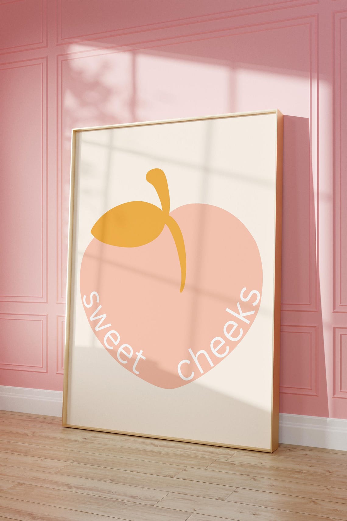 Sweet Cheeks Peach Girly Kitchen Cute Fruit Minimalist Wall Poster