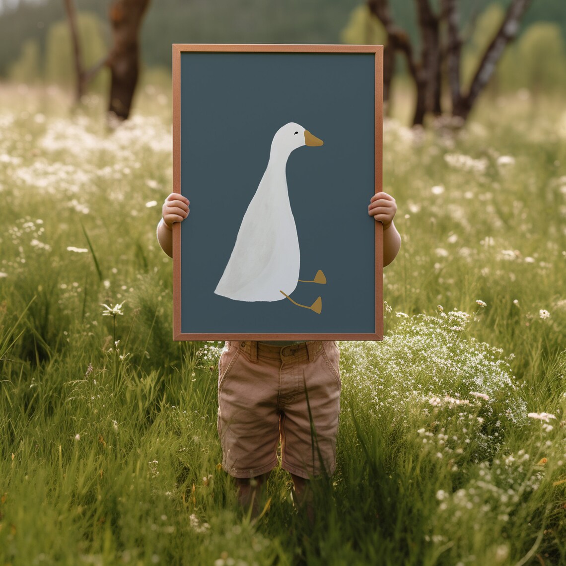 Silly Goose Dark Blue Nursery Wall Art Print - Image 2
