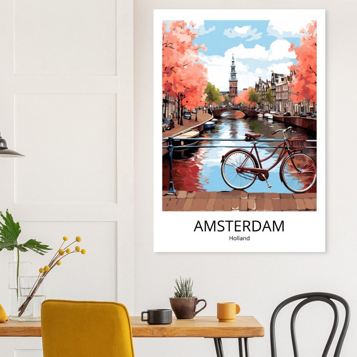 Amsterdam Travel Poster Amsterdam City Print Holland Travel Poster Amsterdam Gift Amsterdam Souvenir Amsterdam Wall Decoration City Print - Image 2