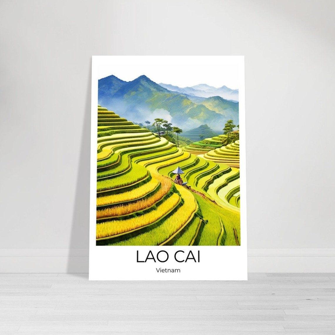 Lao Cai Watercolor Travel Poster Of Vietnam Wall Art Vietnam Travel Vietnam Hanoi Wall Decoration