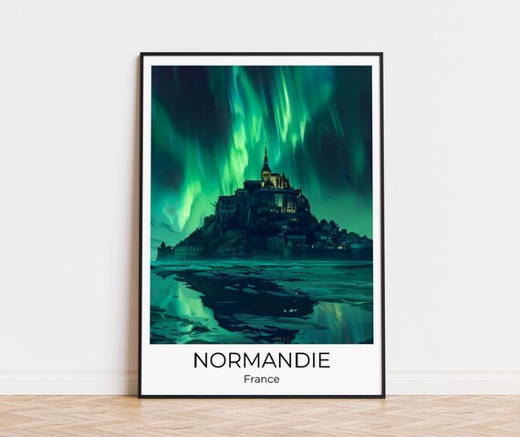 Normandy France Mont Saint Michel Aurora Reflection Seascape Poster