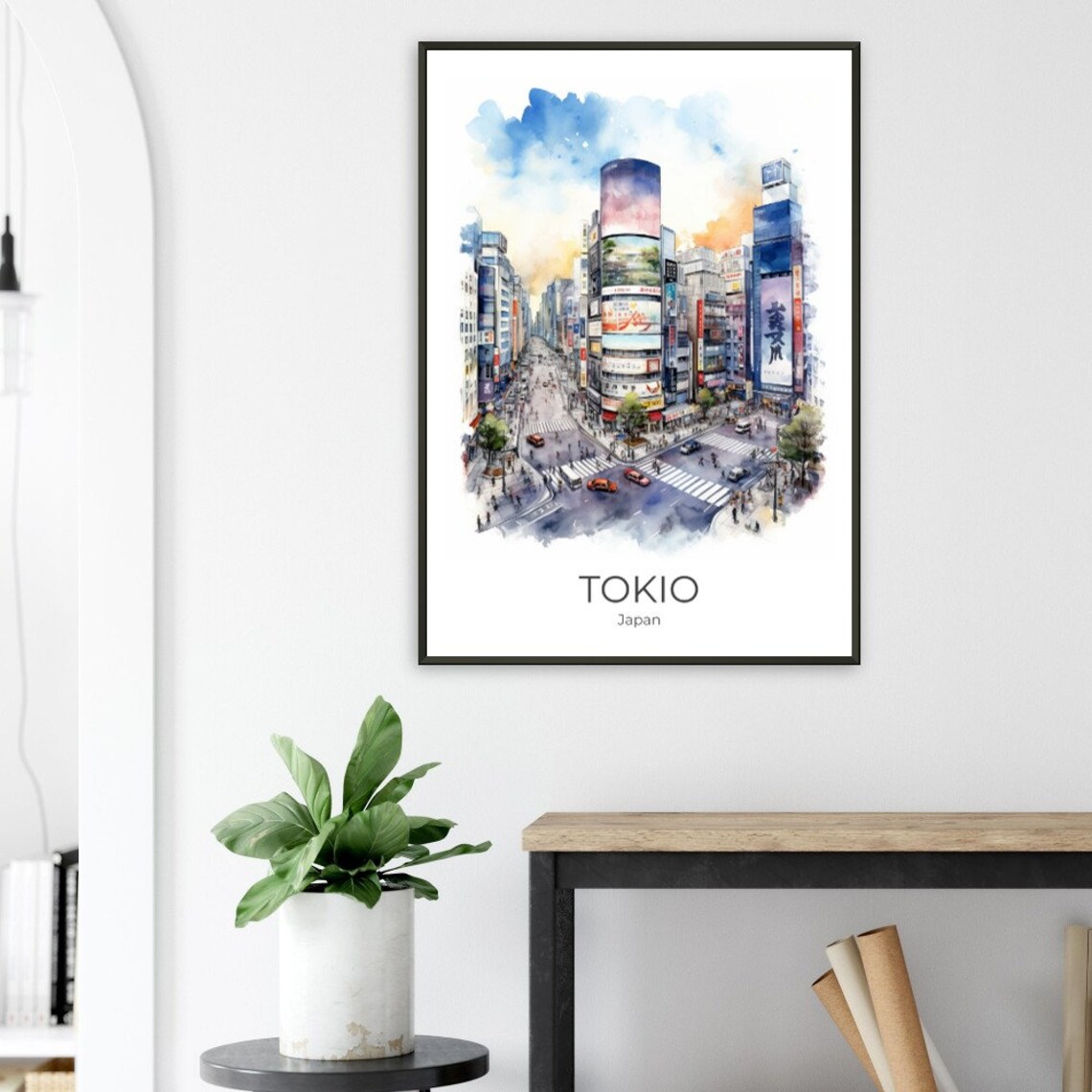 Tokyo Shibuya Scramble Crossing Watercolor Japan Travel Poster - Image 2