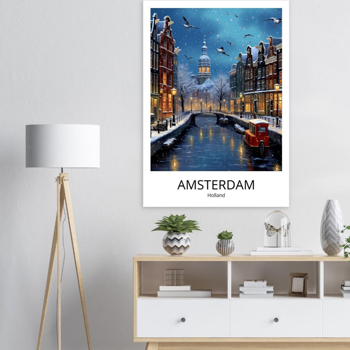 Amsterdam Travel Poster Amsterdam City Print Holland Travel Poster Amsterdam Gift Amsterdam Souvenir Amsterdam Wall Decoration City Print - Image 3