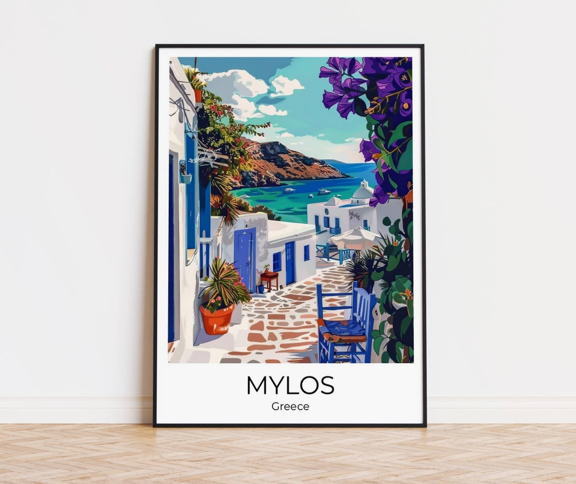 Mylos Travel Poster Mylos Souvenir Mylos Gift Mylos Travel Print Greece Poster Mylos Wall Decor Mylos Art Greece Island