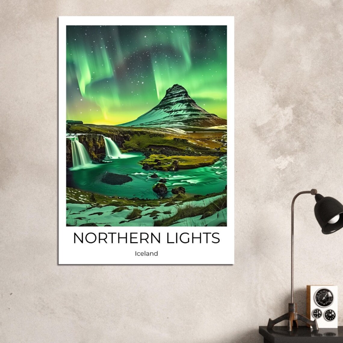 Iceland Northern Lights Kirkjufell Aurora Mountain Night Poster - Image 3