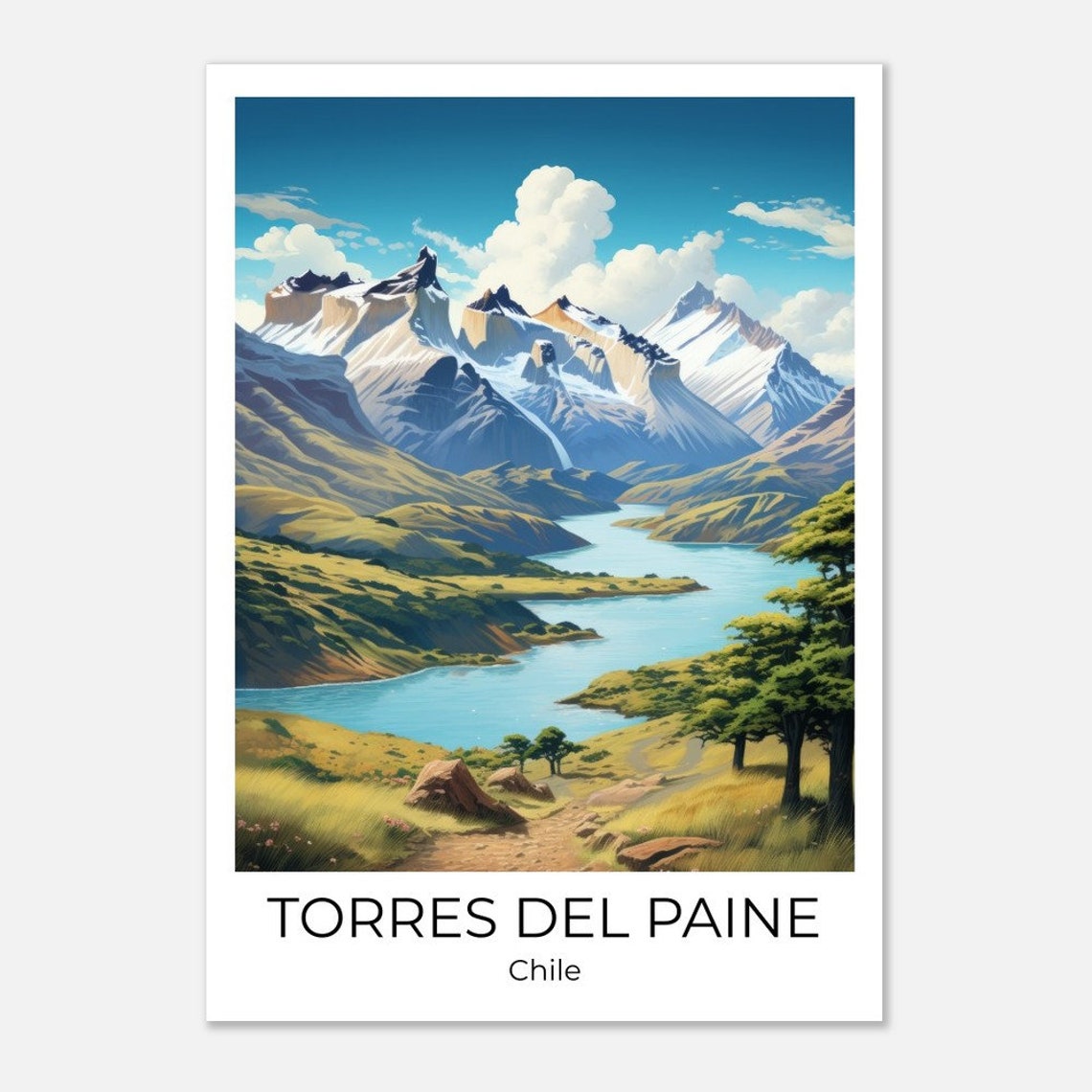 Torres Del Paine Travel Print Chile Wall Art Torres Del Paine Travel Print Torres Del Paine Travel Poster