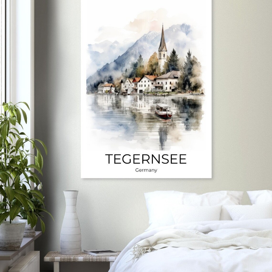 Tegernsee Germany Watercolor Lake Village Alps Travel Poster - Image 3