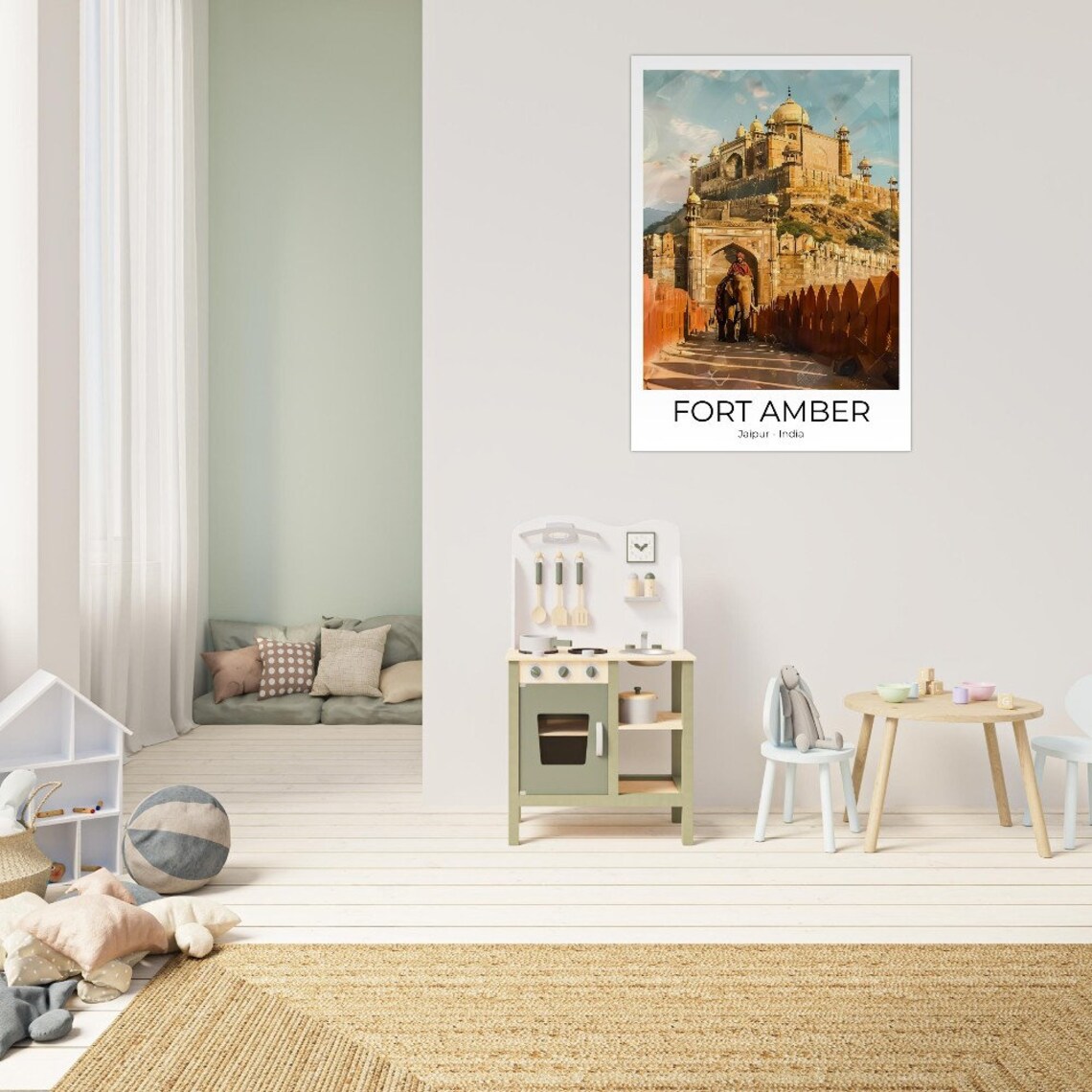 Amber Fort Jaipur India Elephant Golden Fortress Gate Travel Poster - Image 4