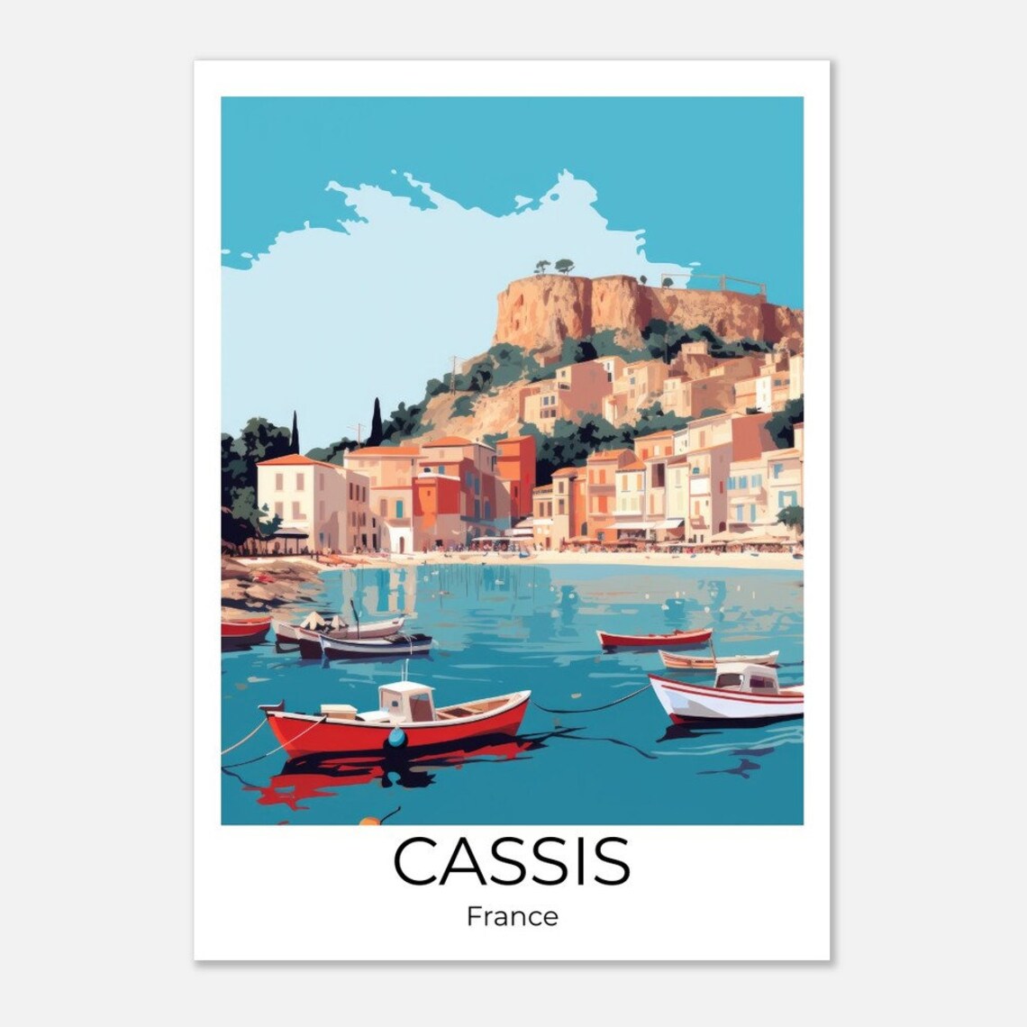 Cassis France Harbor Boats Cliffside Old Town Colorful Travel Poster - Image 4