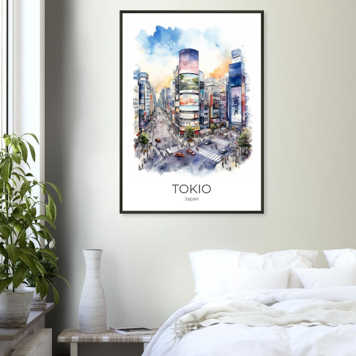 Tokyo Shibuya Scramble Crossing Watercolor Japan Travel Poster - Image 3