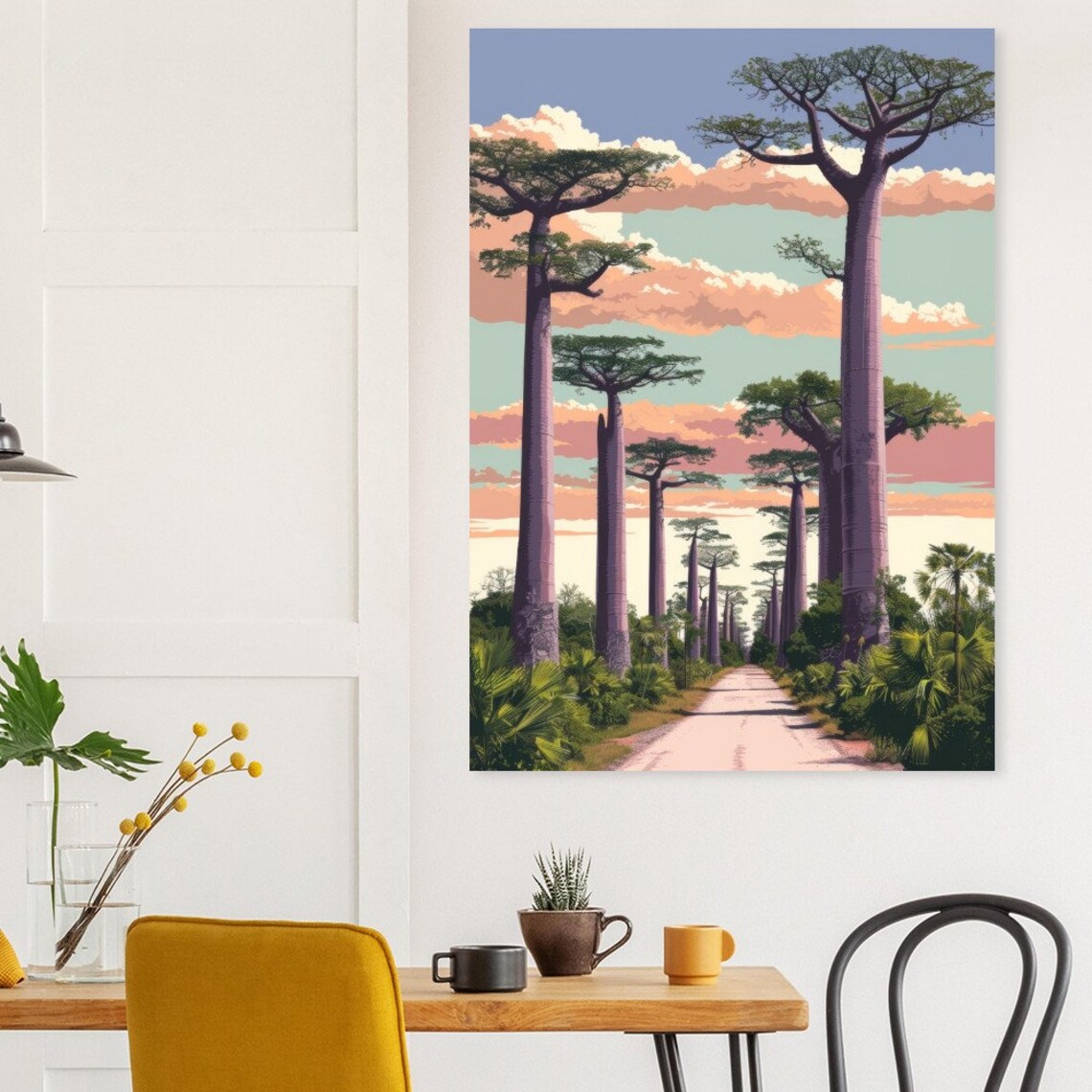 Madagascar Avenue of the Baobabs Sunset Silhouette Road Scenic Poster - Image 4