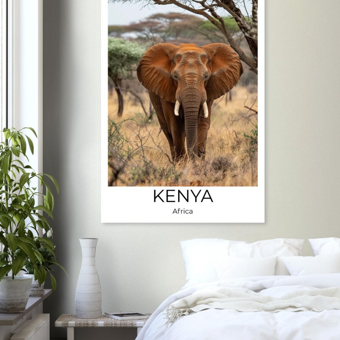 Kenya Africa Red Dust Elephant Savanna Wildlife Travel Poster - Image 3
