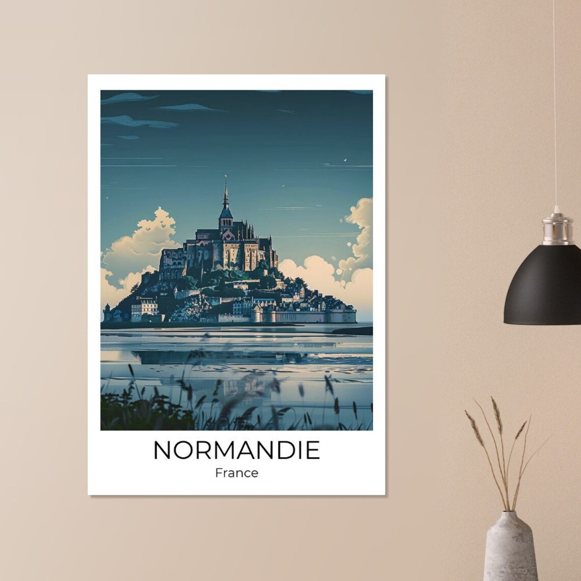 Mont Saint Michel Normandy France Twilight Reflection Travel Poster - Image 4
