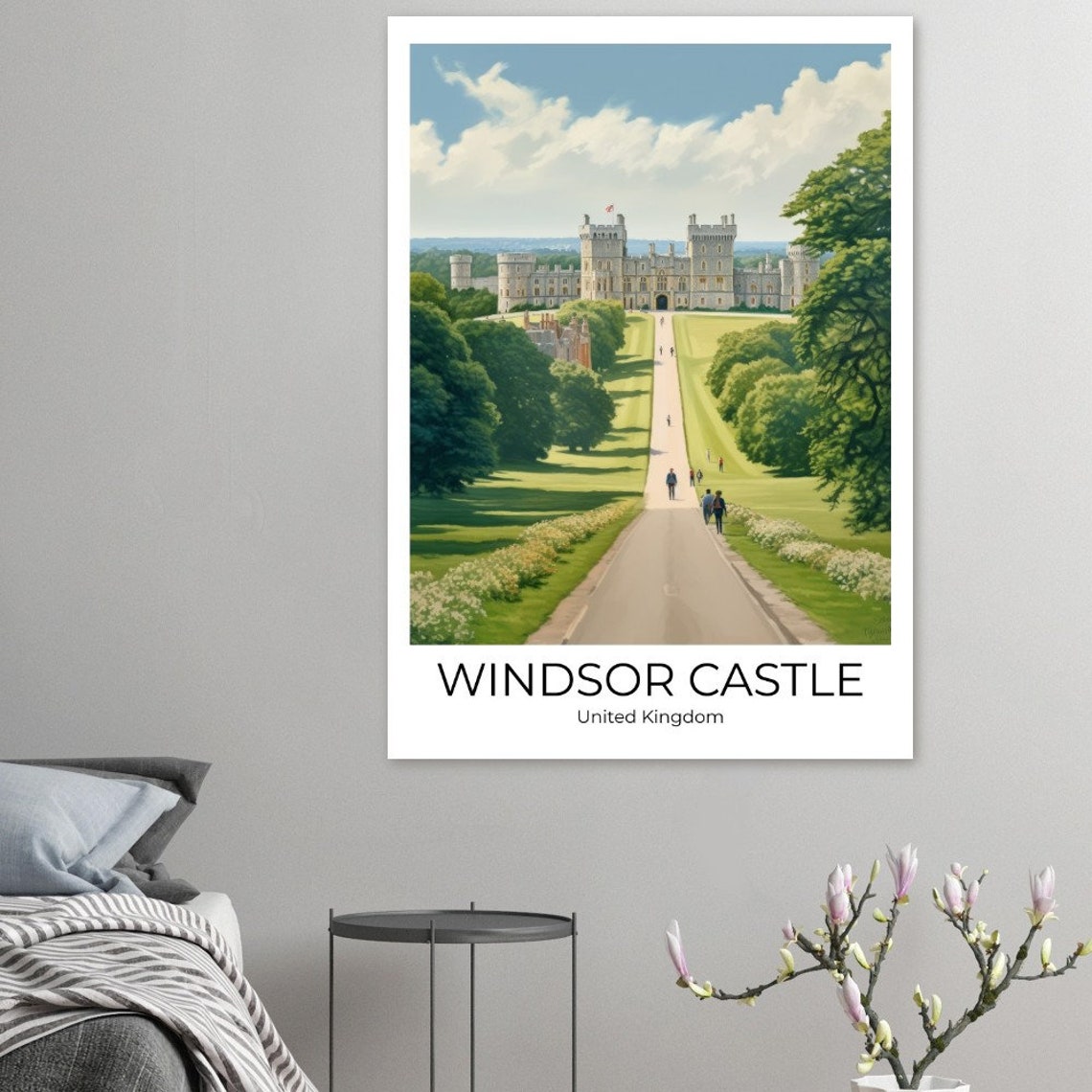 Windsor Castle Long Walk Summer Avenue Green Lawns Travel Poster - Image 3