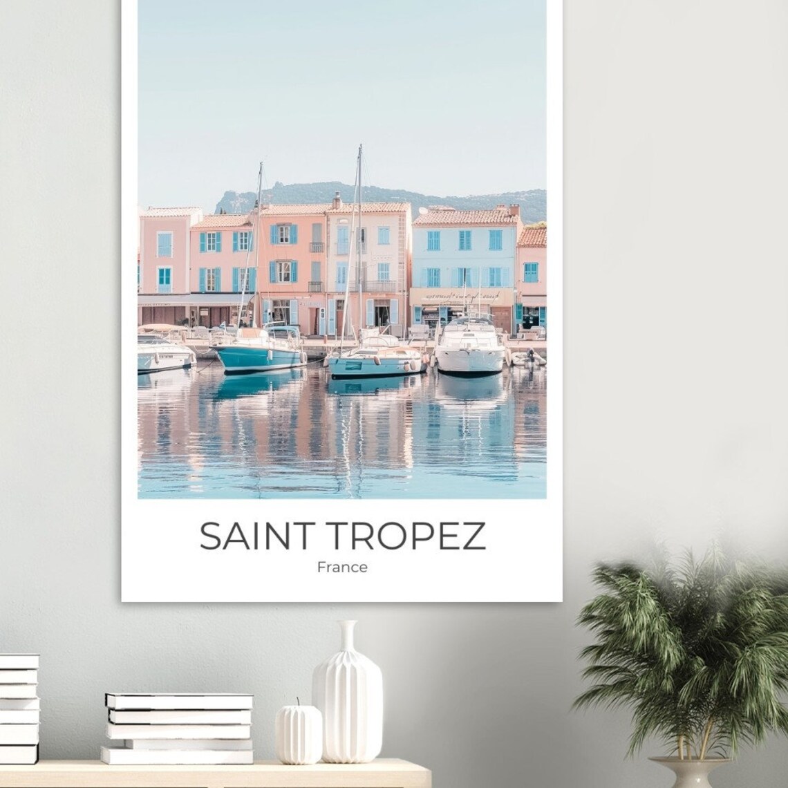 Saint Tropez Pastel Harbor Blue Shutters France Travel Poster - Image 2